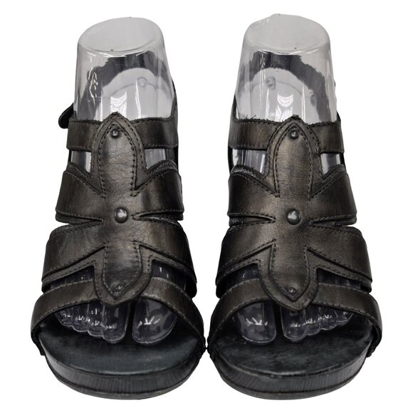 Dansko Nina Heeled Leather Sandals Womens Black Slingback 7707950200 Sz 38 / 7.5 - Picture 7 of 12